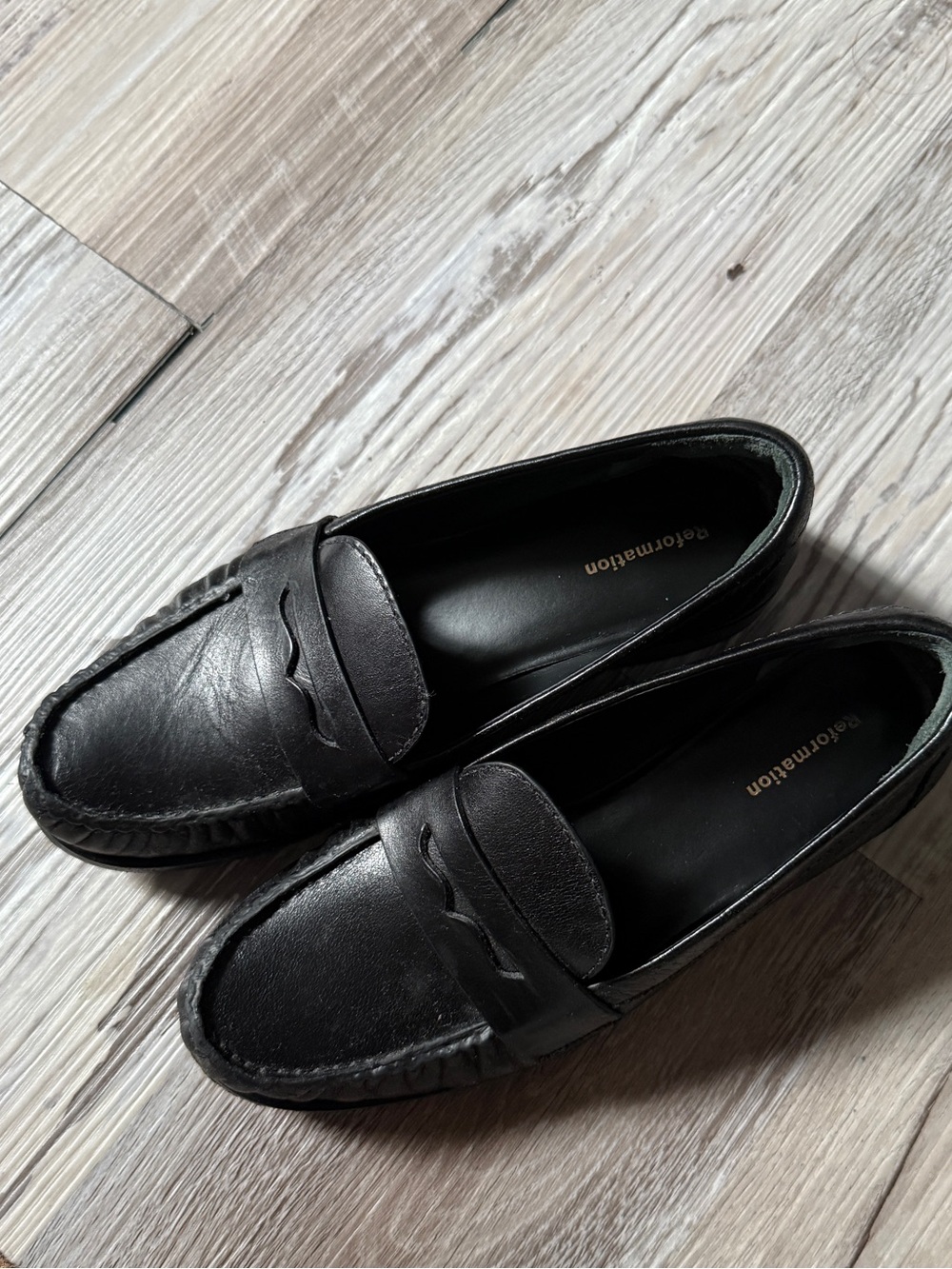 Reformation Ani Ruched Loafer Black